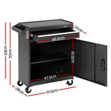 Neath Tool Chest Trolley with Cabinet, 1 Drawer, Steel, Black