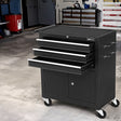 3 Drawer Tool Cabinet with Wheels and Pegboard Black