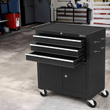 3 Drawer Tool Cabinet with Wheels and Pegboard Black