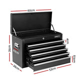 Ogmore Tool Chest, 5 Drawer, Steel, Lockable, Black