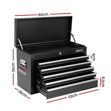 Ogmore Tool Chest, 5 Drawer, Steel, Lockable, Black