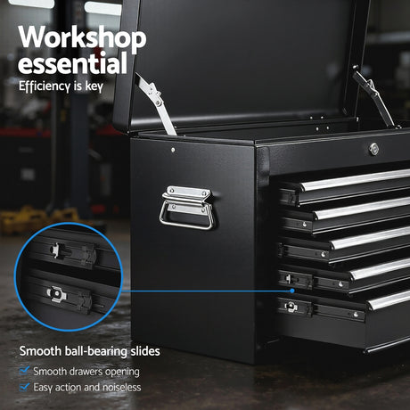 Ogmore Tool Chest, 5 Drawer, Steel, Lockable, Black