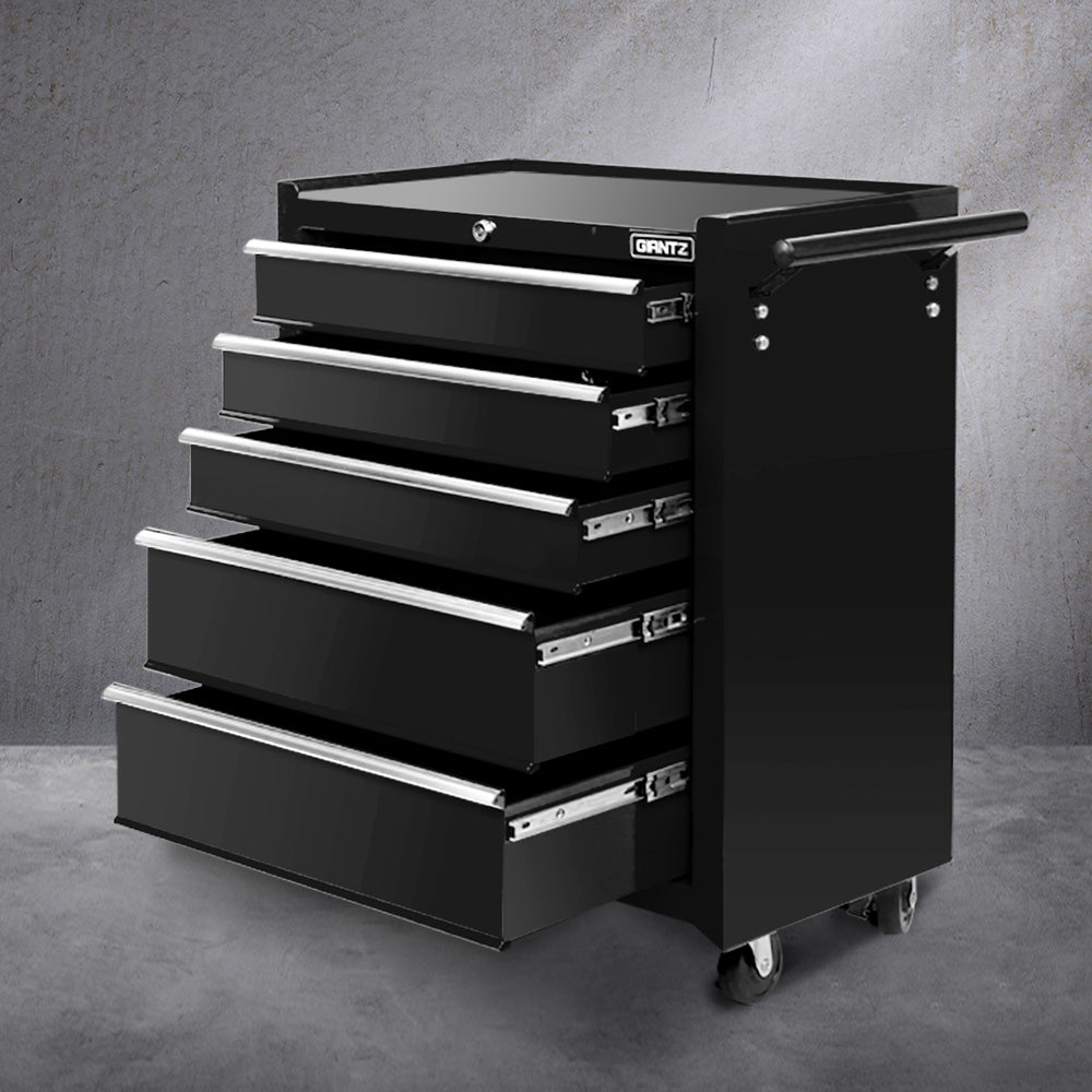 5 Drawer Roller Tool Cabinet Trolley Black