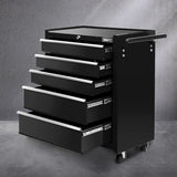 5 Drawer Roller Tool Cabinet Trolley Black