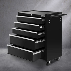 5 Drawer Roller Tool Cabinet Trolley Black