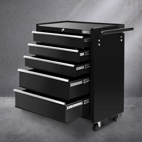 5 Drawer Roller Tool Cabinet Trolley Black