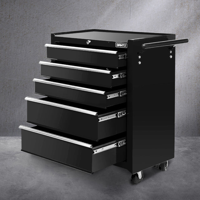 5 Drawer Roller Tool Cabinet Trolley Black