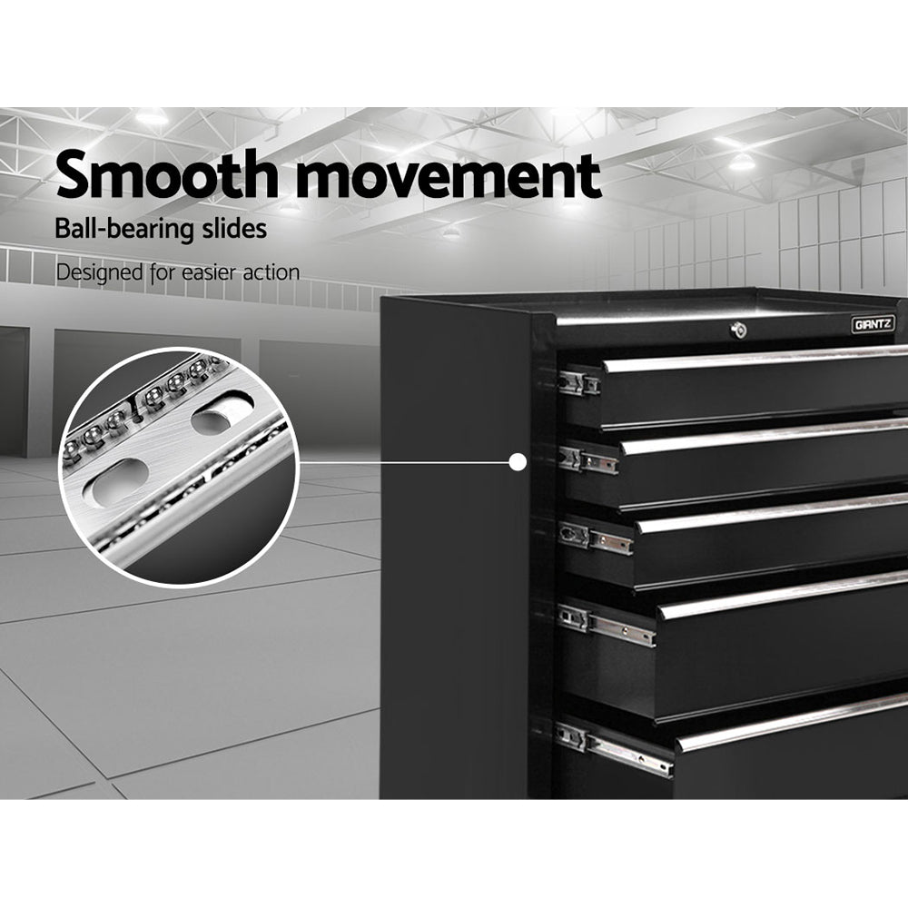 5 Drawer Roller Tool Cabinet Trolley Black