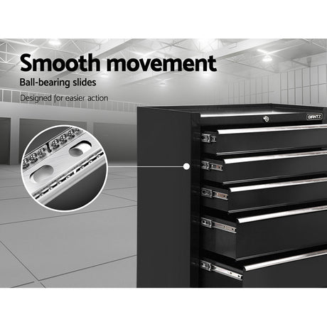 5 Drawer Roller Tool Cabinet Trolley Black