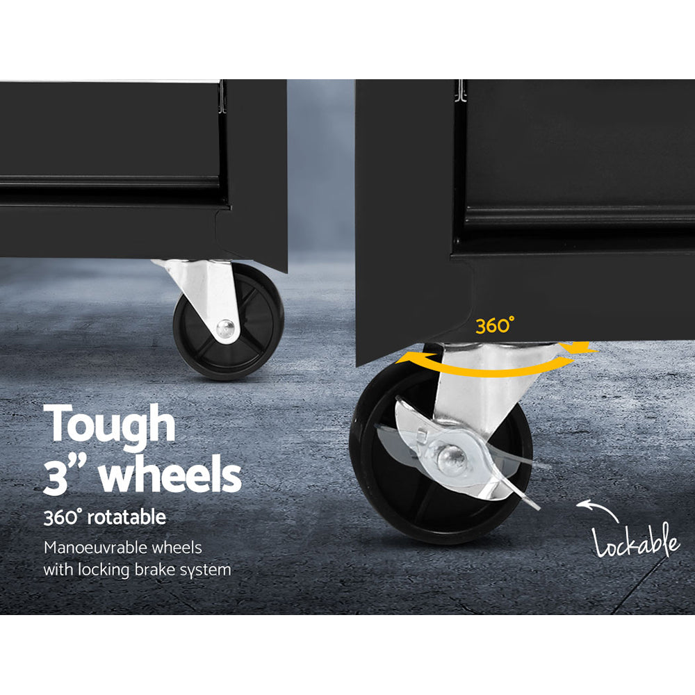 5 Drawer Roller Tool Cabinet Trolley Black