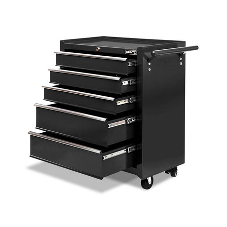 5 Drawer Roller Tool Cabinet Trolley Black