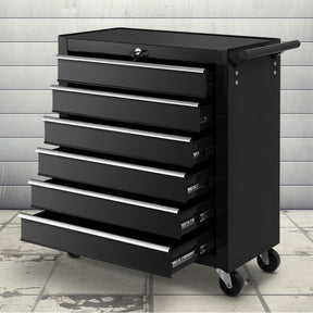 6 Drawer Rolling Tool Cabinet Trolley Black - view 1