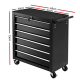 6 Drawer Rolling Tool Cabinet Trolley Black - view 2