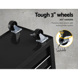 6 Drawer Rolling Tool Cabinet Trolley Black - view 6