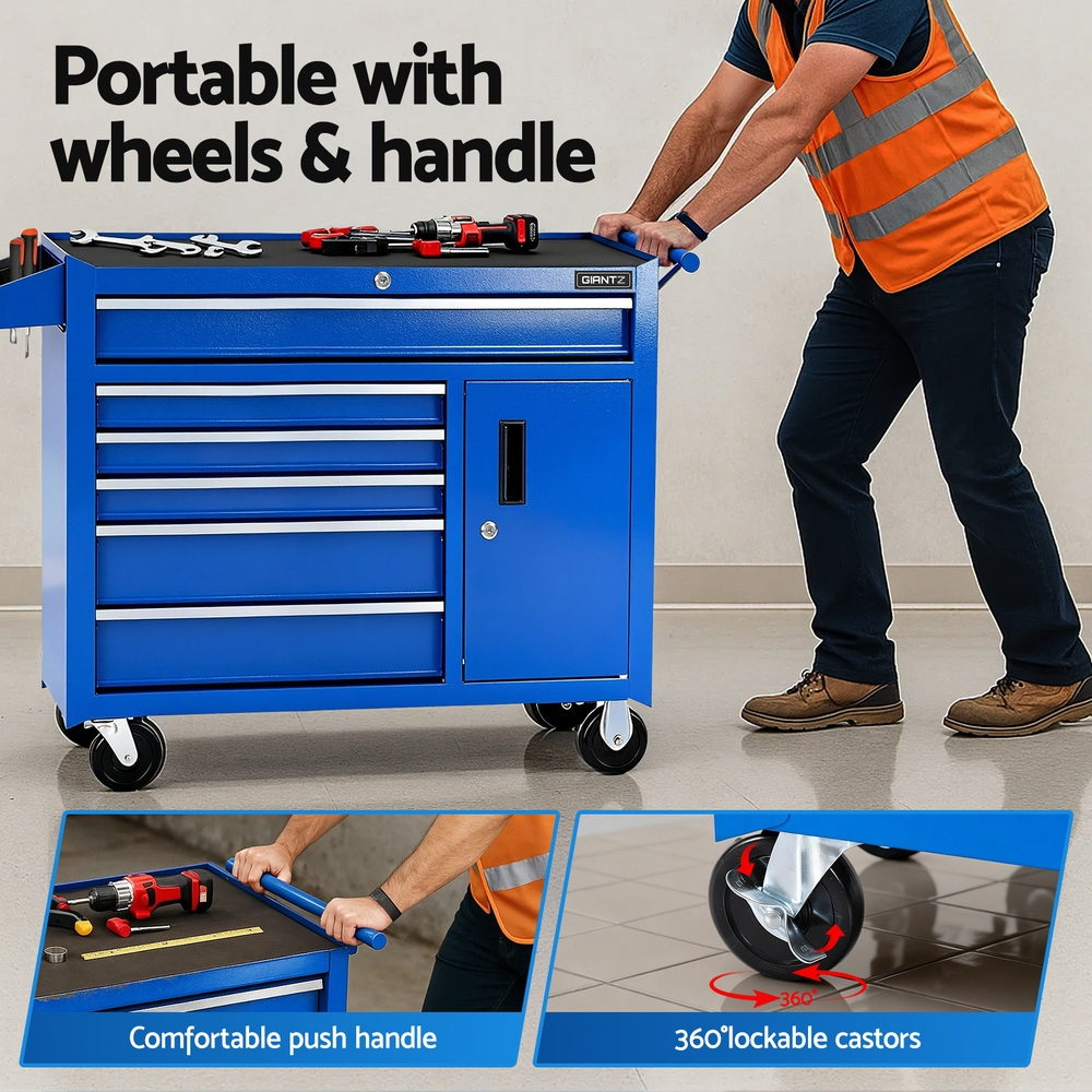 Pontypridd Tool Chest Trolley, 6 Drawer, Steel
