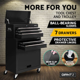 Clapham Tool Chest and Trolley, 7 Drawer, Black