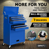 Clapham Tool Chest and Trolley, 7 Drawer, Blue