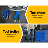 Clapham Tool Chest and Trolley, 7 Drawer, Blue