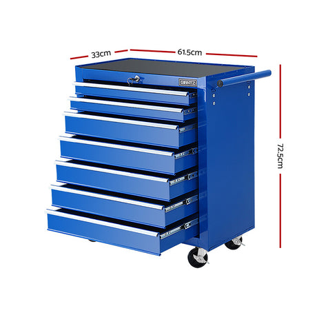 Horton Tool Trolley, 7 Drawer, Blue