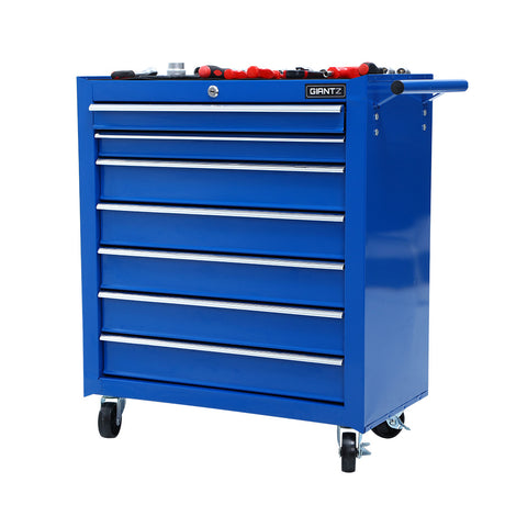 Horton Tool Trolley, 7 Drawer, Blue