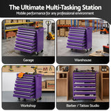 Merthyr Tool Chest Trolley, 7 Drawer, Steel, Purple