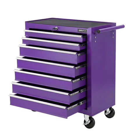 Merthyr Tool Chest Trolley, 7 Drawer, Steel, Purple