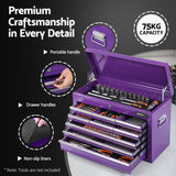 Longridge Tool Cabinet Chest, 9 Drawer, Steel, Purple