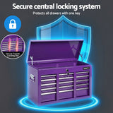 Longridge Tool Cabinet Chest, 9 Drawer, Steel, Purple