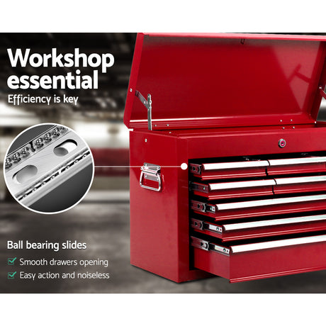 Sedbergh Tool Chest, 9 Drawer, Red