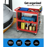 Dunsop Tool Cart Trolley, 3 Tier, Steel, Red