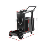 4 drawer welding trolley cart in black view 2