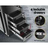 4 drawer welding trolley cart in black view 6