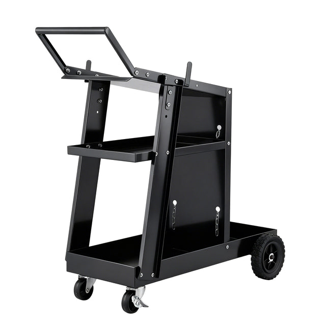 Steel welding trolley cart for MIG TIG and plasma welders black