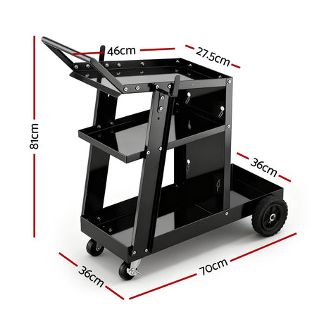 Barley Welding Trolley Cart, Steel, 100kg Capacity, Black