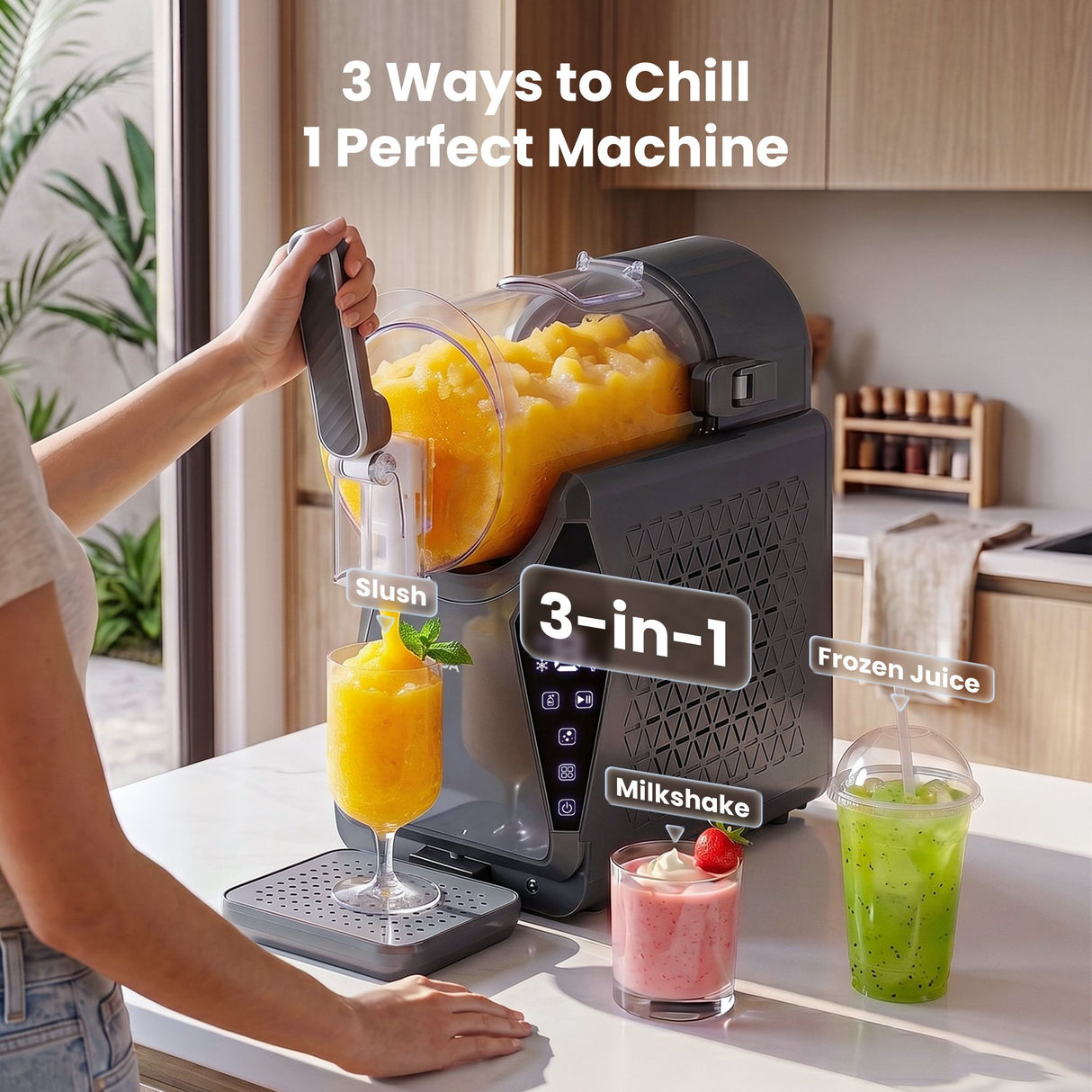 Auto return dispensing handle and built in cup holder