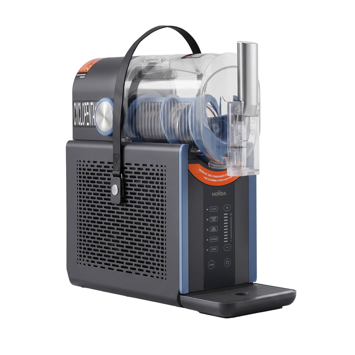 Dimensions of the slushie machine, 45 x 16 x 43.5 cm