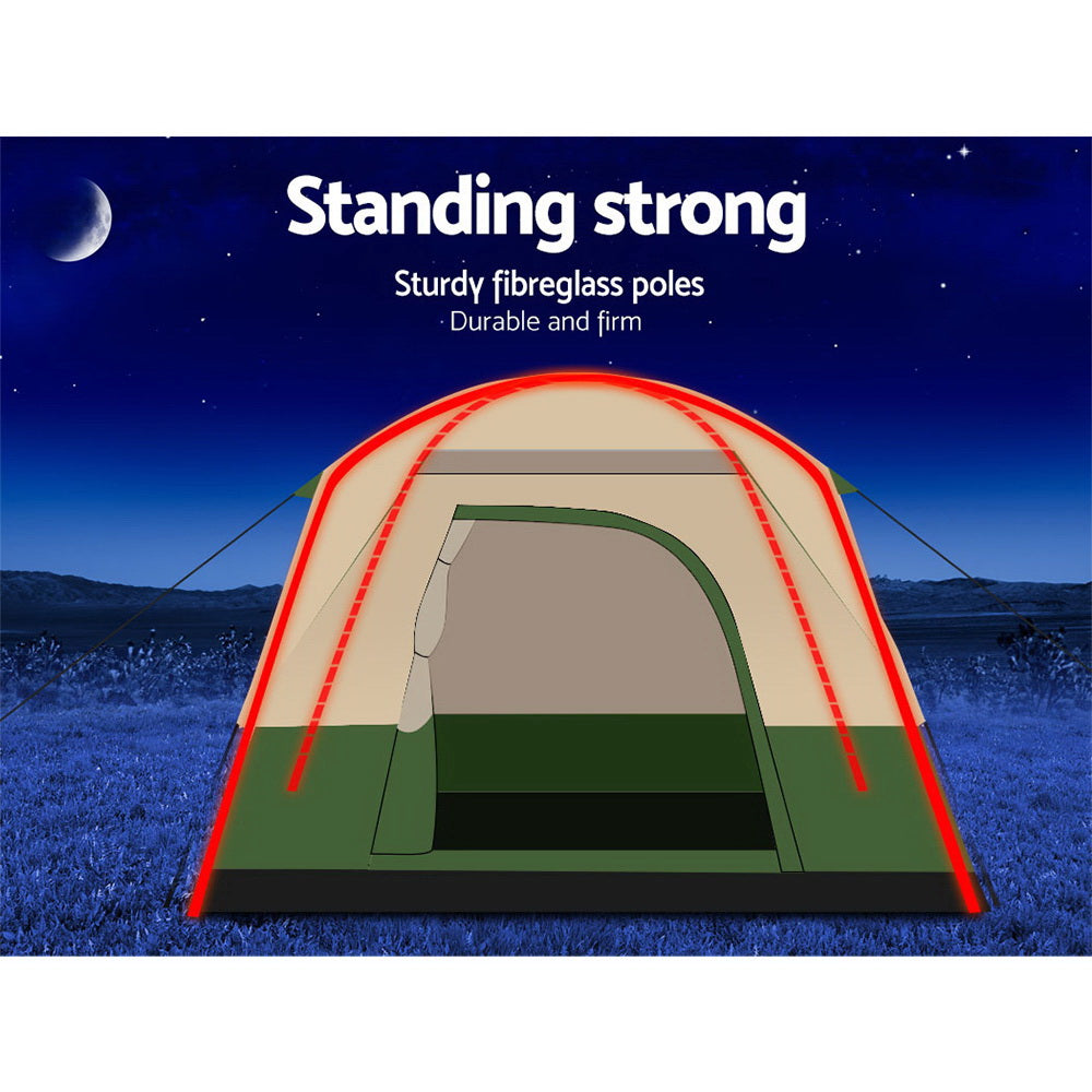 Weisshorn Family Camping Tent, 12-Person, 3 Rooms, Green