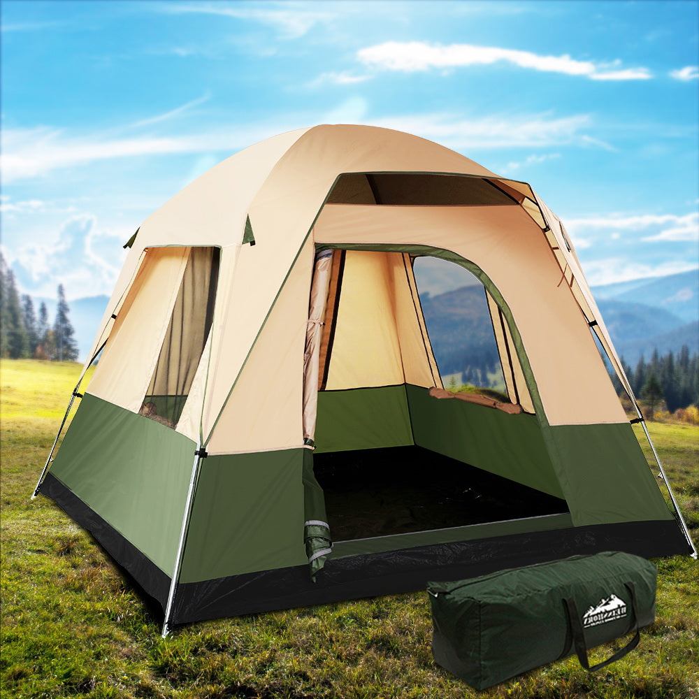 Weisshorn Family Camping Tent, 12-Person, 3 Rooms, Green