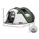 Weisshorn Family Camping Tent, 4-Person, Hiking Beach Tent, Green