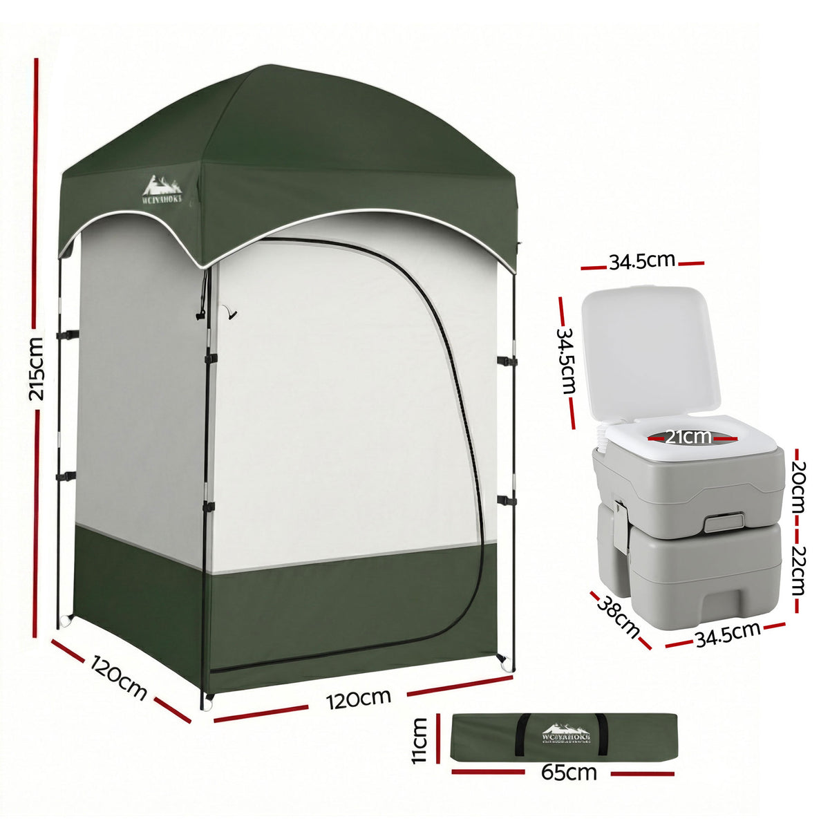 Weisshorn Portable Camping Toilet and Shower Tent, 20L, Outdoor Privacy Shelter