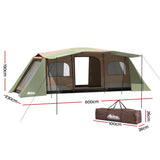 Weisshorn Instant Up Camping Tent, 10-Person, 3 Rooms, Family Hiking