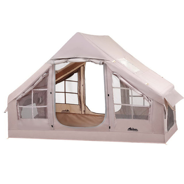 Villarrica brown inflatable beach tent set up on the sand