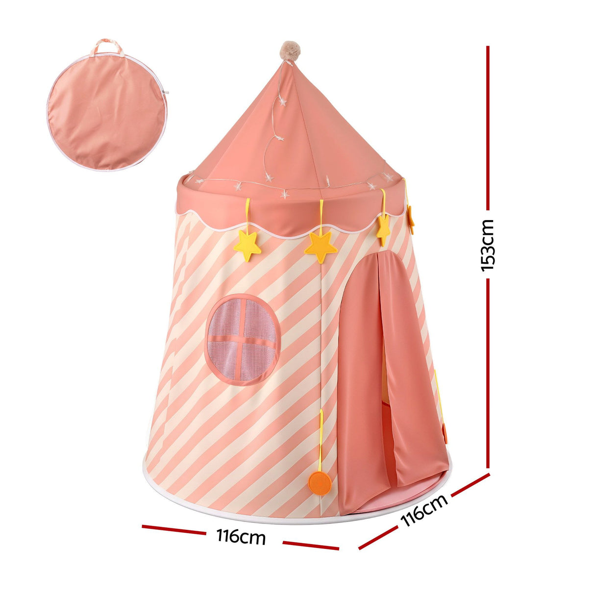 Keezi Kids Play Tent with Star Lights, Window and Carry Bag, 116x153cm