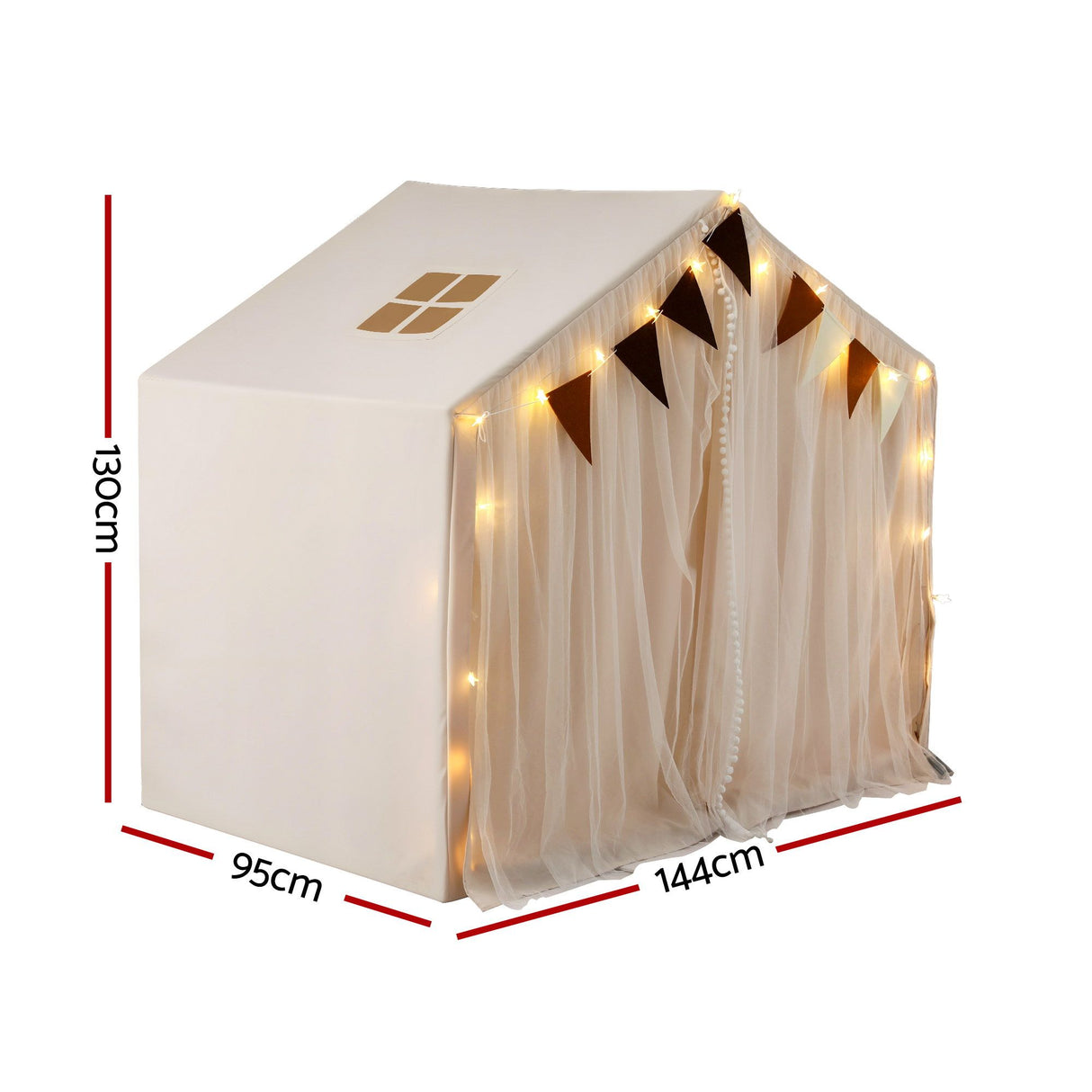 Keezi Kids Play Tent with Star Lights, Windows and Flag, 144x95cm