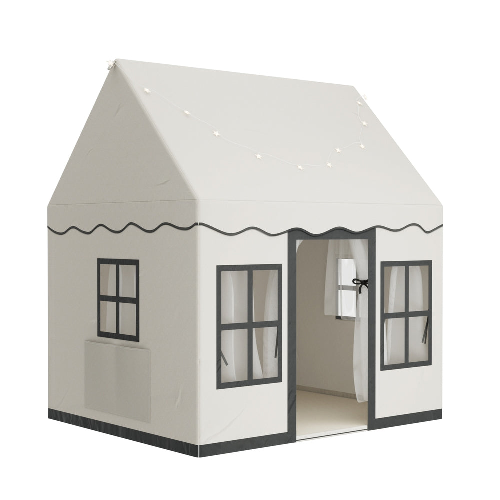 Keezi Kids Play Tent with String Lights, Floor Mat and Side Pocket, Playhouse Castle