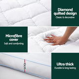 Giselle Bedding 10cm Pillowtop Mattress Topper — Double, Diamond Quilted — Allure Home Collections