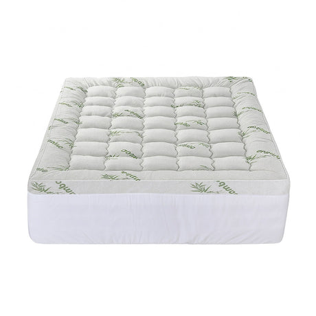 Giselle 11cm Pillowtop Bamboo Mattress Topper — 3D Wave-Check Quilted — Allure Home Collections