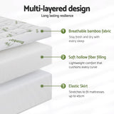Giselle 11cm Pillowtop Bamboo Mattress Topper — 3D Wave-Check Quilted — Allure Home Collections