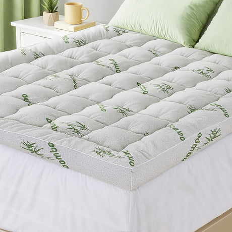Giselle 11cm Pillowtop Bamboo Mattress Topper — 3D Wave-Check Quilted — Allure Home Collections