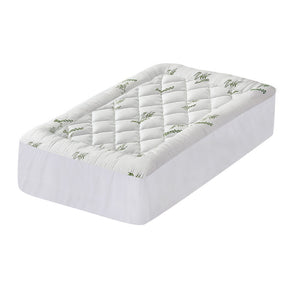 Banff bamboo pillowtop mattress topper in king single on a made bed